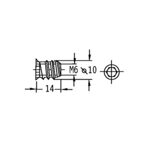 Hex Socket Embedded Nut SHX0024 Ø10 M6 L14