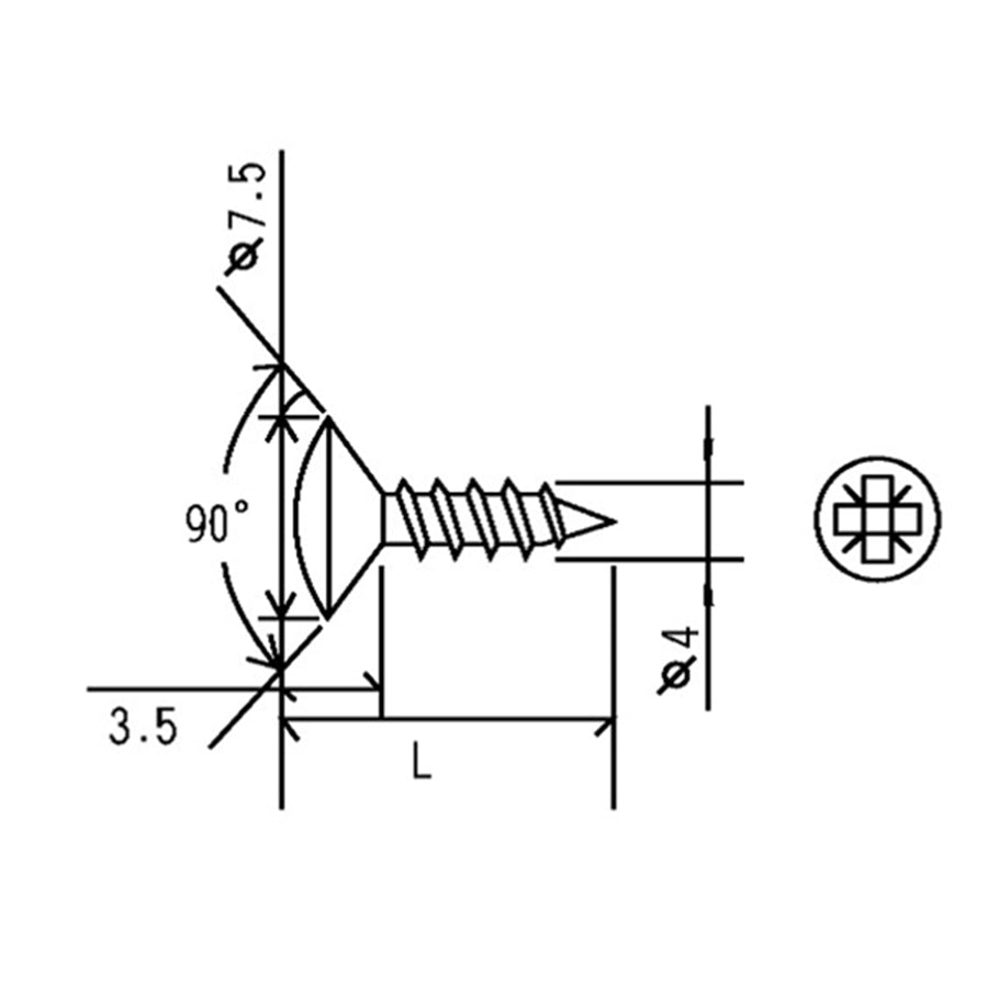 Pozidriv Semi-Countersunk Self-Tapping Screw DIN 267