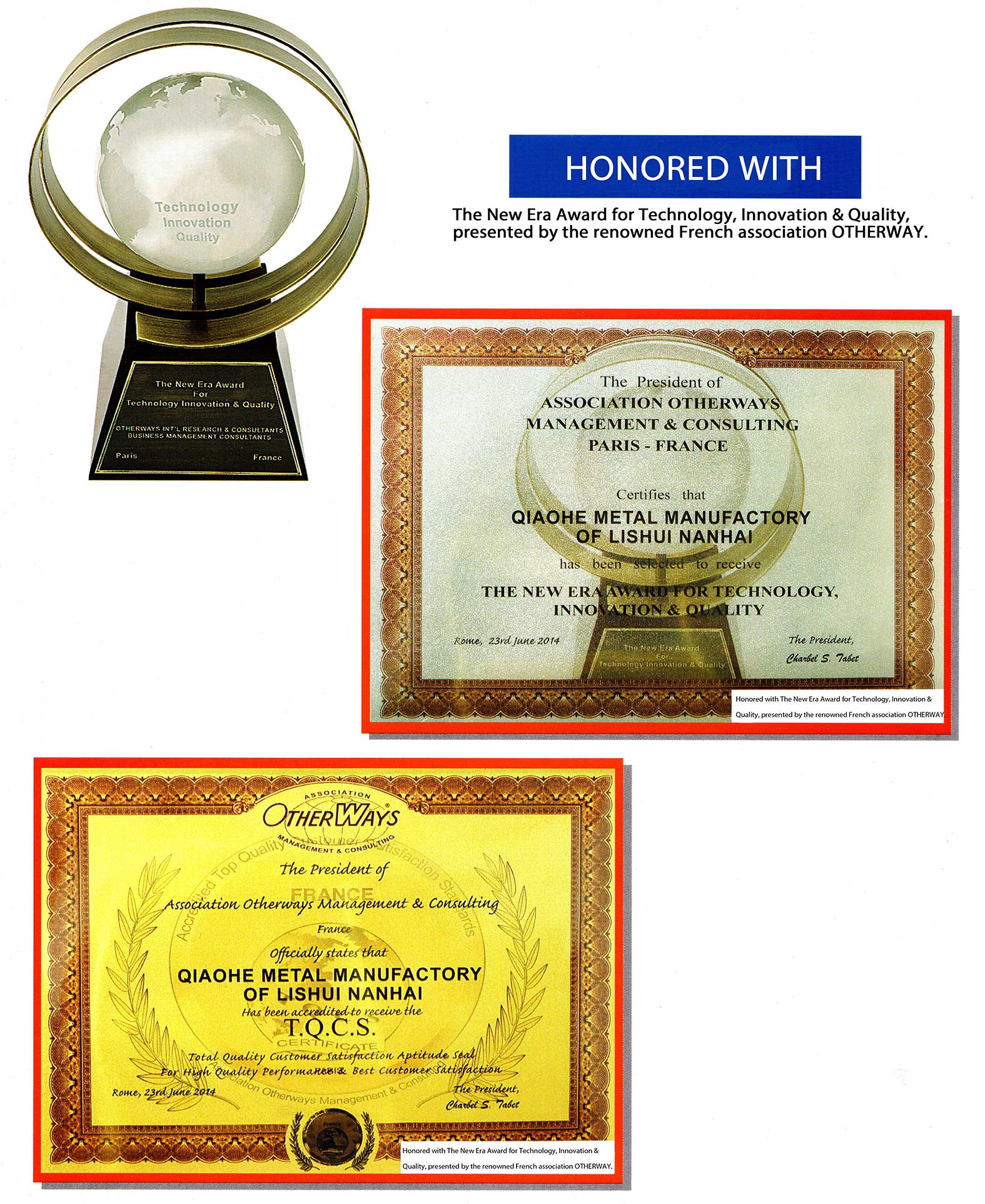 Foshan Shaxi Hardware Fasteners Co., Ltd. received an honorary certificate from the Screw Design and Manufacturing Association.